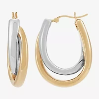 Silver Addiction Womens 14K Two Tone Gold Over Silver Hoop Earrings