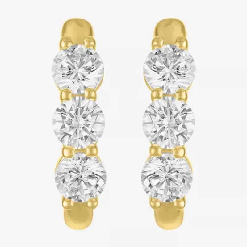 (G-H, Si2-I1) Womens 2 CT. T.W. Lab Grown White Diamond 14K Gold Over Silver 16.7mm Round Hoop Earrings