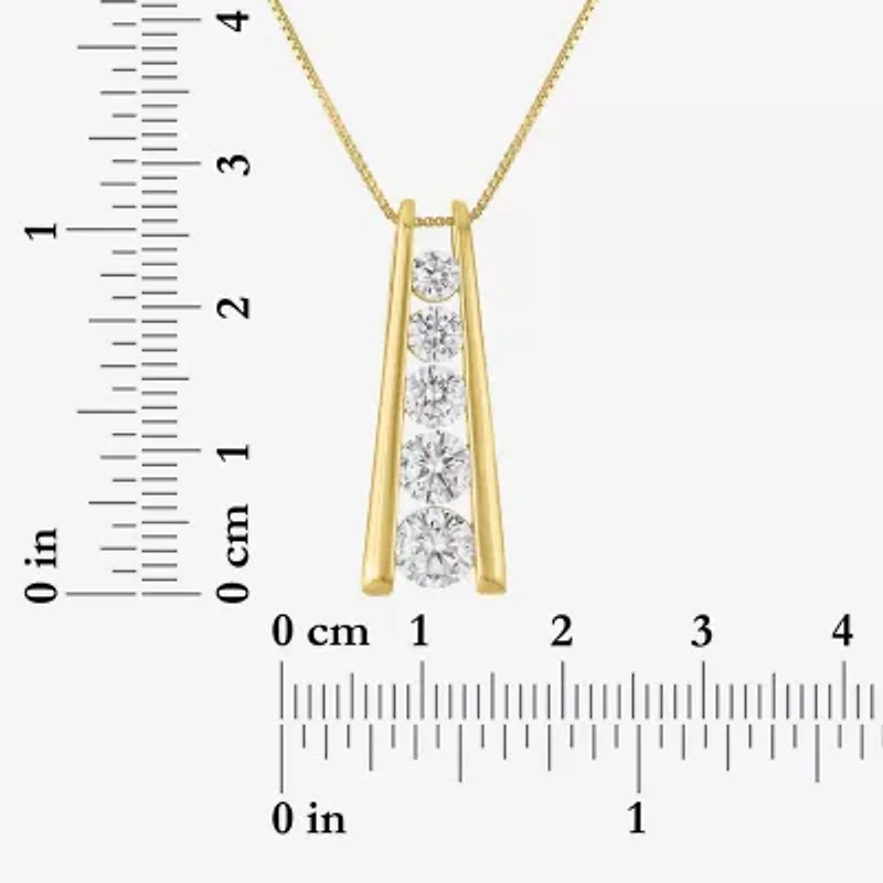G-H, Si2-I1 Womens 1 1/2 CT. T.W. Lab Grown White Diamond 14K Gold Over Silver Round 18 Inch Pendant Necklace
