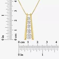 G-H, Si2-I1 Womens 1 1/2 CT. T.W. Lab Grown White Diamond 14K Gold Over Silver Round 18 Inch Pendant Necklace