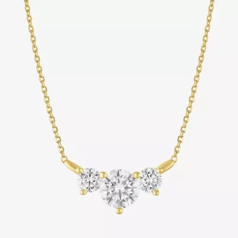 (G-H / Si2-I1) Womens 2 CT. T.W. Lab Grown White Diamond Sterling Silver 16 Inch Pendant Necklace