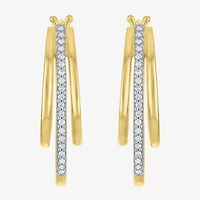 (G-H, Si2-I1) Womens 1/10 CT. T.W. Lab Grown White Diamond 14K Gold Over Silver 23.2mm Hoop Earrings