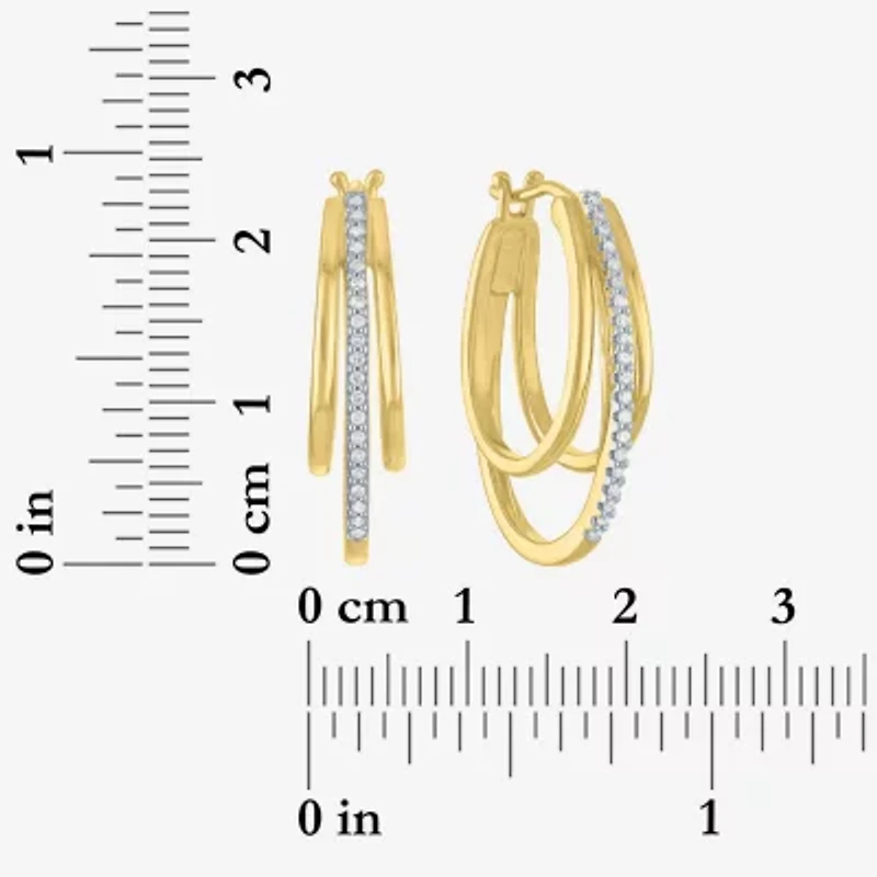 (G-H, Si2-I1) Womens 1/10 CT. T.W. Lab Grown White Diamond 14K Gold Over Silver 23.2mm Hoop Earrings