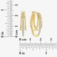 (G-H, Si2-I1) Womens 1/10 CT. T.W. Lab Grown White Diamond 14K Gold Over Silver 23.2mm Hoop Earrings