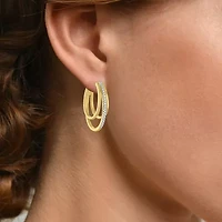 (G-H, Si2-I1) Womens 1/10 CT. T.W. Lab Grown White Diamond 14K Gold Over Silver 23.2mm Hoop Earrings