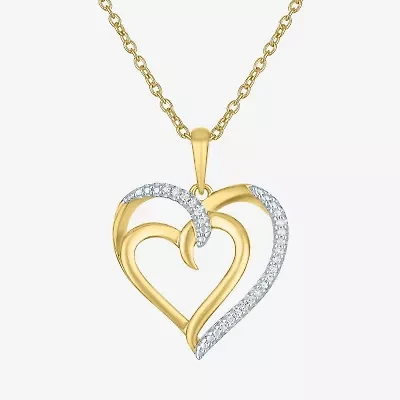 Diamond Accent (G-H, Si2-I1) Womens Lab Grown White Sterling Silver Heart 18 Inch Pendant Necklace