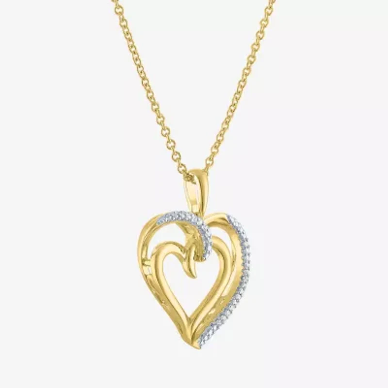 Diamond Accent (G-H, Si2-I1) Womens Lab Grown White Sterling Silver Heart 18 Inch Pendant Necklace