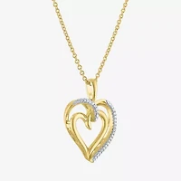 Diamond Accent (G-H, Si2-I1) Womens Lab Grown White Sterling Silver Heart 18 Inch Pendant Necklace