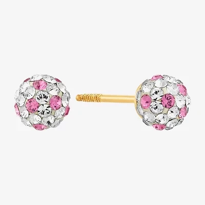 Limited Quantities! Pink Crystal 14K Gold 4.8mm Ball Stud Earrings
