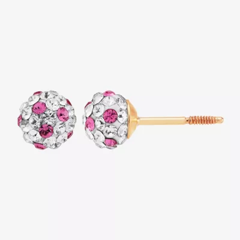 Limited Quantities! Pink Crystal 14K Gold 4.8mm Ball Stud Earrings