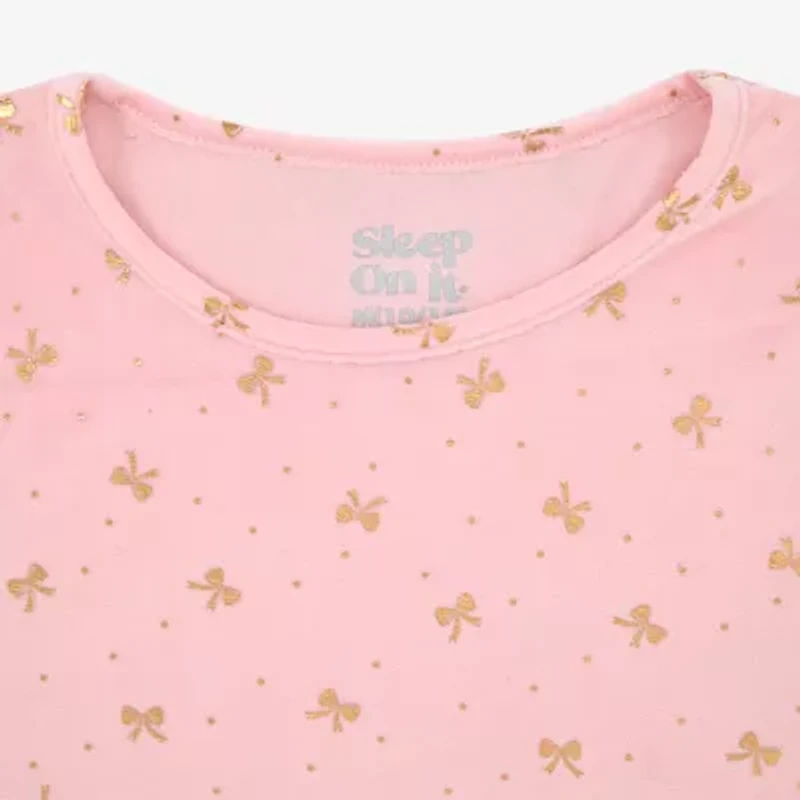 Sleep On It Little & Big Kid Girls Velour Crew Neck Long Sleeve 3-pc. Pajama Sets
