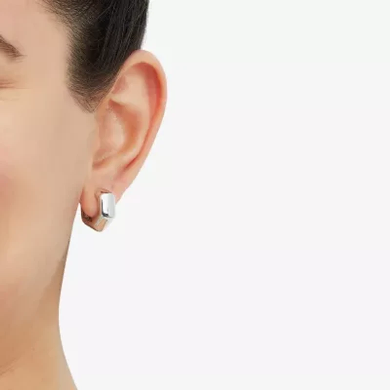 Silver Addiction Womens Sterling Silver 13mm Hoop Earrings