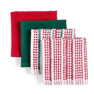North Pole Trading Co. Holiday Stripe 4-pc. Dish Cloth Set