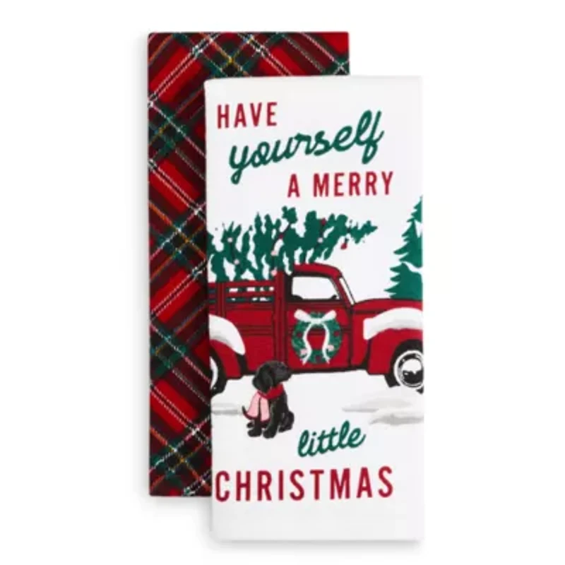 North Pole Trading Co. Red Truck 2-pc. Kitchen Towel Set