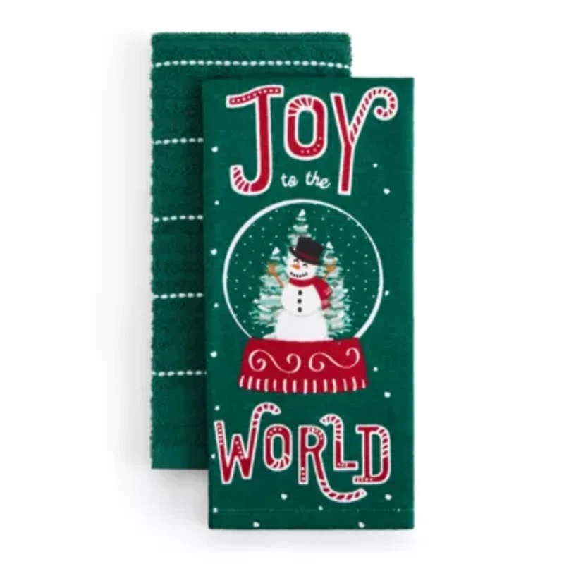 North Pole Trading Co. Joy Snow Globe 2-pc.Kitchen Towel Set