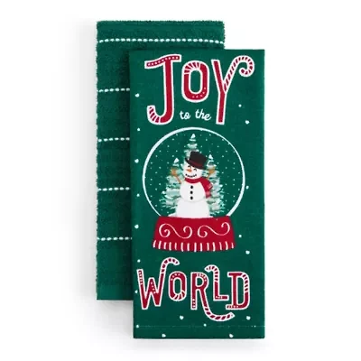 North Pole Trading Co. Joy Snow Globe 2-pc.Kitchen Towel Set