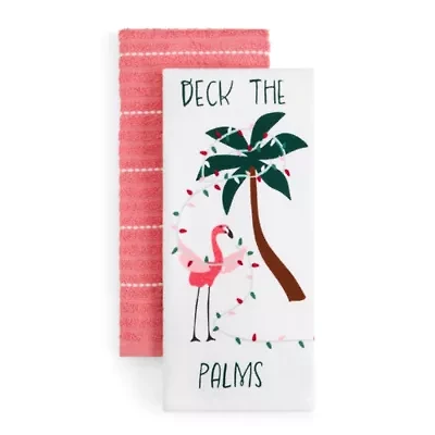 North Pole Trading Co. Flamingo 2-pc. Kitchen Towel Set