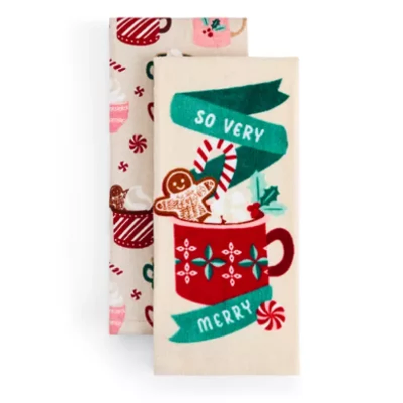 North Pole Trading Co. Very Merry Hot Cocoa 2-pc. Kitchen Towel Set