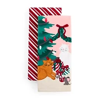 North Pole Trading Co. Christmas Cat 2-pc. Kitchen Towel Set