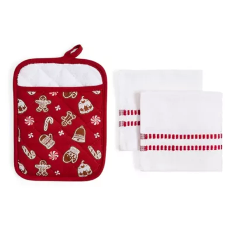 North Pole Trading Co. Red Holiday Kitchen 6-pc. Towel Set