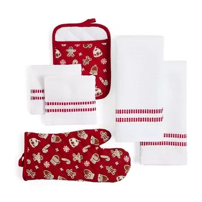 North Pole Trading Co. Red Holiday Kitchen 6-pc. Towel Set