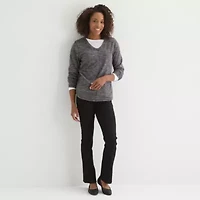 St. John's Bay Womens V Neck Polar Fleece Long Sleeve Sweatshirt