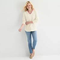 St. John's Bay Womens V Neck Polar Fleece Long Sleeve Sweatshirt