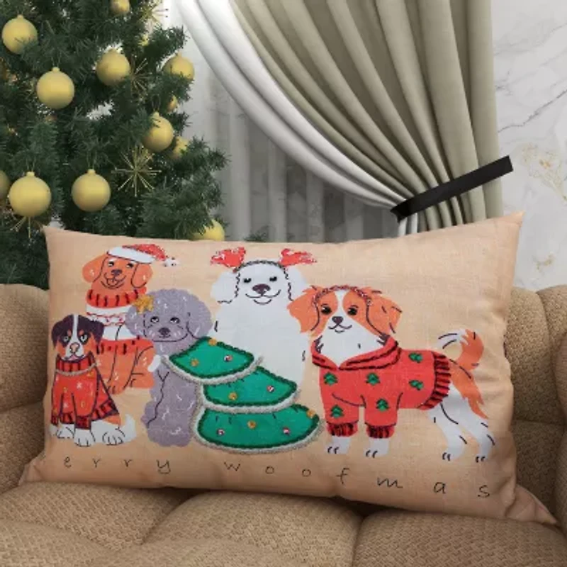 Vibhsa Vibhsa Christmas Merry Woofmas Pillow – 14"X20" Rectangular Throw Pillow