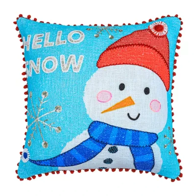 Vibhsa Vibhsa Holiday Reverie Christmas Hello Snow Pillow – 20"X20" Square Throw Pillow