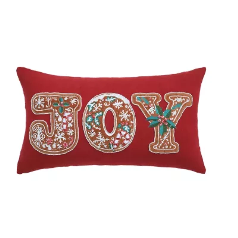 Vibhsa Vibhsa Christmas Joy Appliqué Pillow – 14"X24" Rectangular Throw Pillow