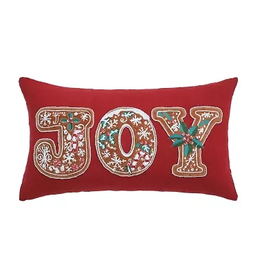 Vibhsa Vibhsa Christmas Joy Appliqué Pillow – 14"X24" Rectangular Throw Pillow
