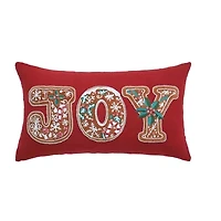 Vibhsa Vibhsa Christmas Joy Appliqué Pillow – 14"X24" Rectangular Throw Pillow