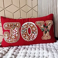 Vibhsa Vibhsa Christmas Joy Appliqué Pillow – 14"X24" Rectangular Throw Pillow