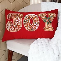 Vibhsa Vibhsa Christmas Joy Appliqué Pillow – 14"X24" Rectangular Throw Pillow