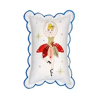 Vibhsa Vibhsa Christmas Ballerina Embroidered Pillow – 14"X20" Rectangular Throw Pillow
