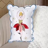 Vibhsa Vibhsa Christmas Ballerina Embroidered Pillow – 14"X20" Rectangular Throw Pillow