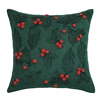 Vibhsa Vibhsa Christmas Holly Leaves Throw Pillow – 20"X20" Square Throw Pillow