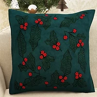 Vibhsa Vibhsa Christmas Holly Leaves Throw Pillow – 20"X20" Square Throw Pillow