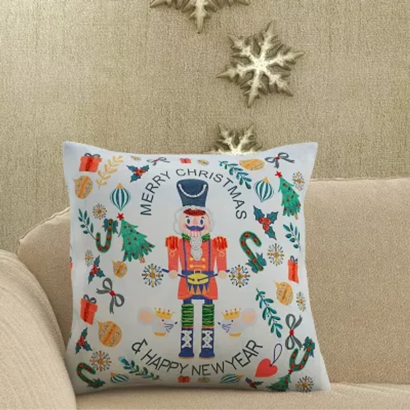 Vibhsa Vibhsa Christmas Nutcracker Merry Christmas Pillow – 20"X20" Square Throw Pillow