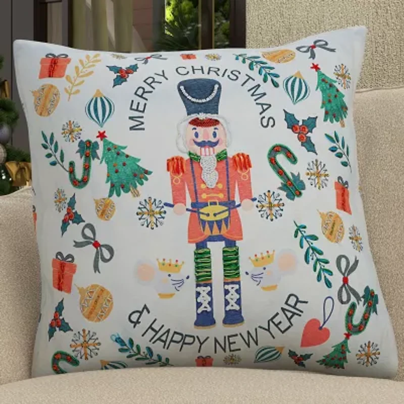 Vibhsa Vibhsa Christmas Nutcracker Merry Christmas Pillow – 20"X20" Square Throw Pillow
