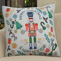 Vibhsa Vibhsa Christmas Nutcracker Merry Christmas Pillow – 20"X20" Square Throw Pillow