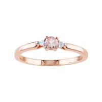 Genuine Morganite and Diamond-Accent Ring