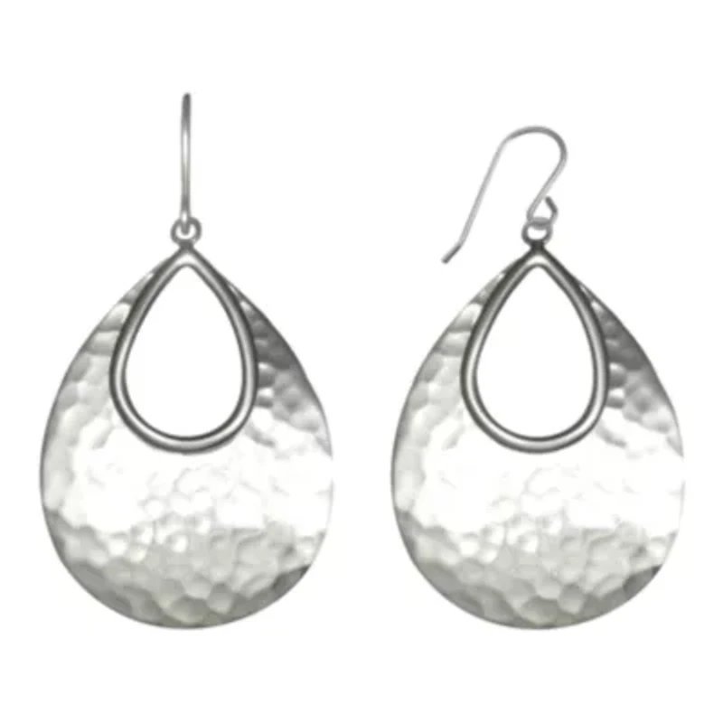 Sterling Silver Hammered Drop Earrings