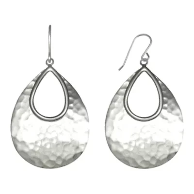 Sterling Silver Hammered Drop Earrings