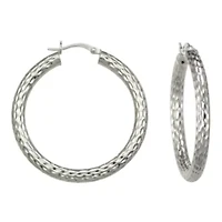 Bold Diamond-Cut Hoop Earrings Sterling Silver