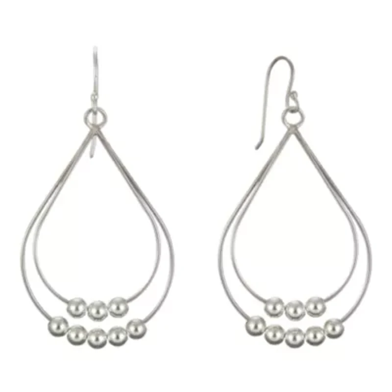 Double Pear Drop Earrings Sterling