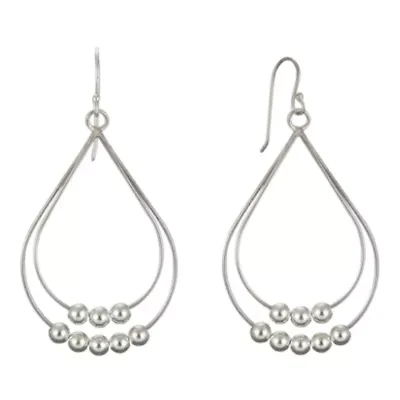 Double Pear Drop Earrings Sterling