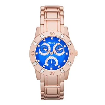 Relic® Beth Womens Crystal-Accent Rose-Tone Bracelet Sport Watch ZR15750