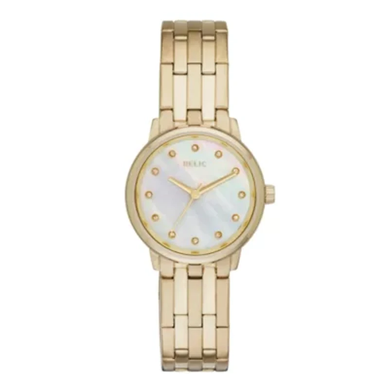 Relic® Perla Womens Crystal-Accent Gold-Tone Stainless Steel Bracelet Watch ZR34294