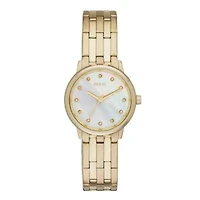 Relic® Perla Womens Crystal-Accent Gold-Tone Stainless Steel Bracelet Watch ZR34294